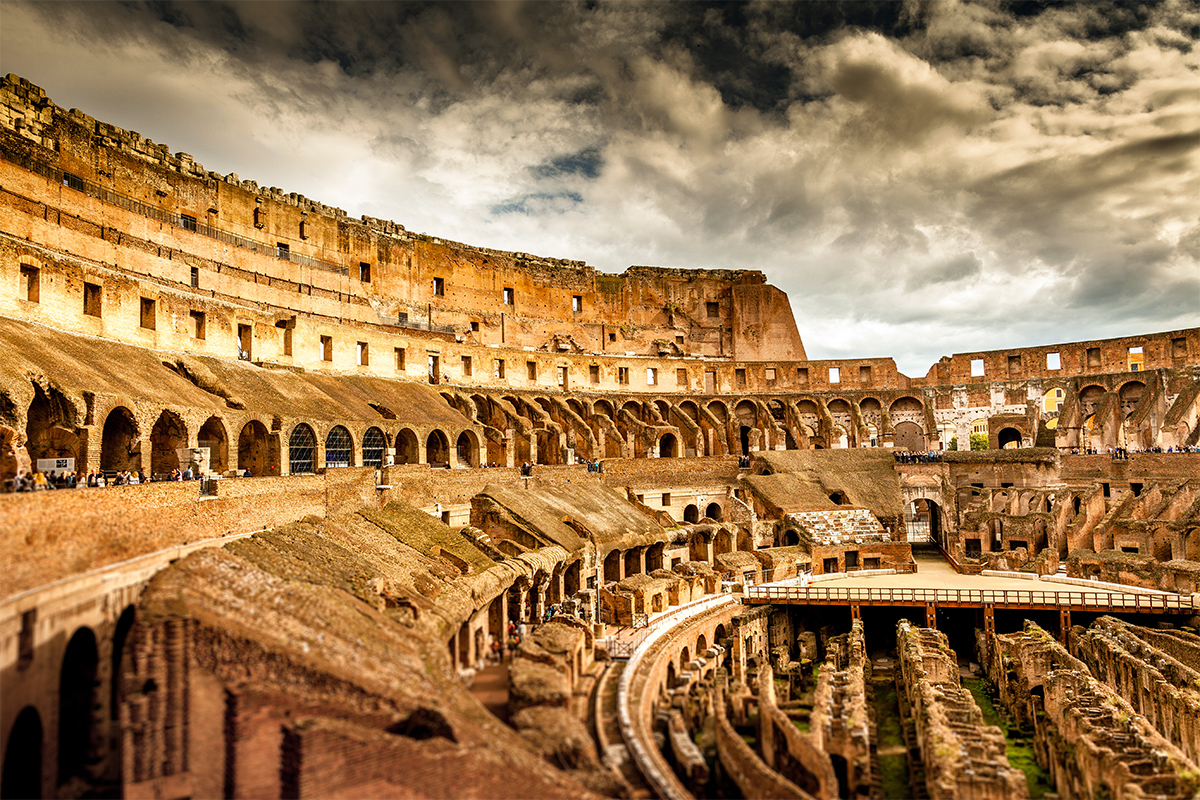 Inside of Colosseum in Rome, Italy