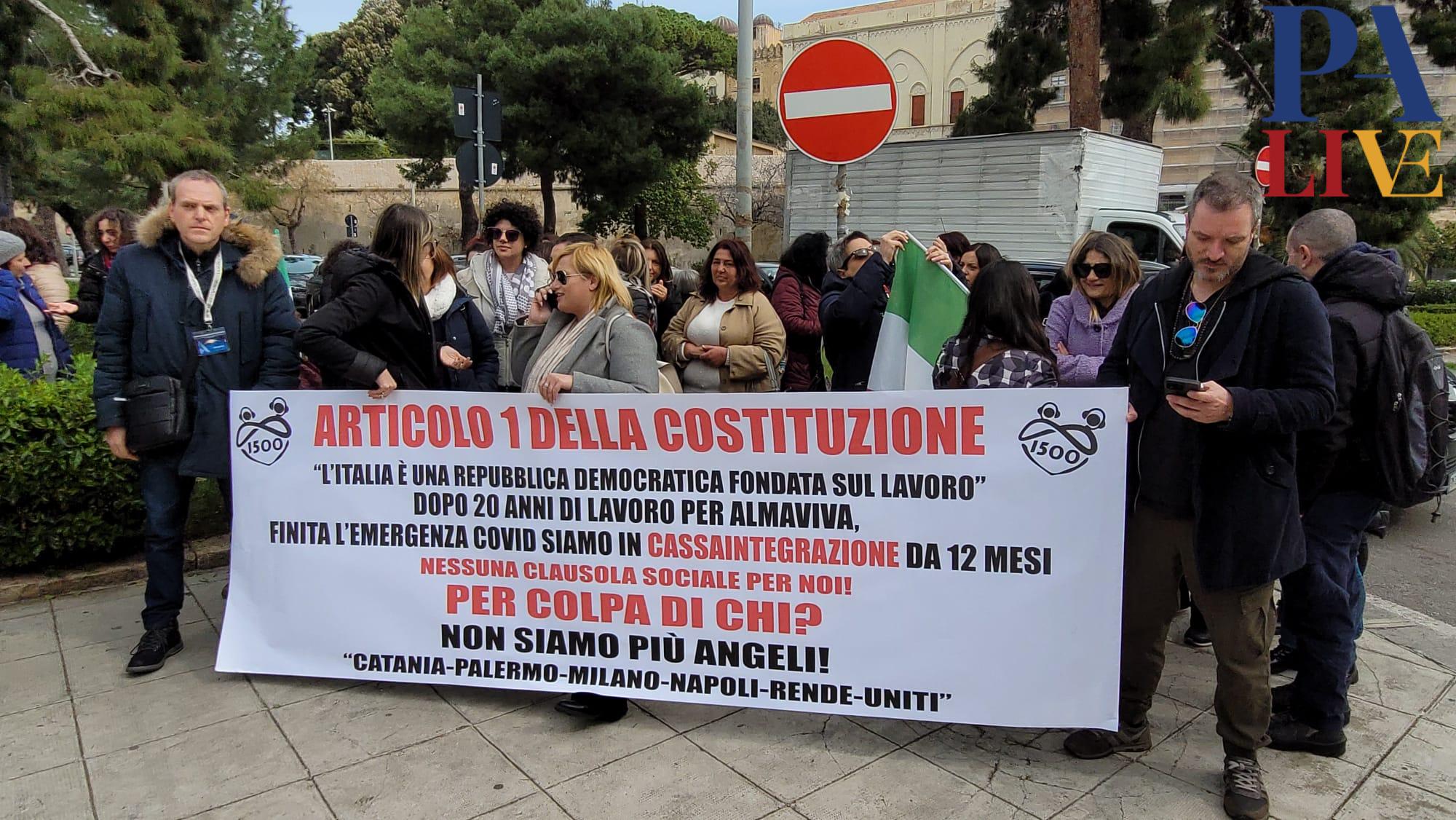 sit-in Almaviva, protesta 1500