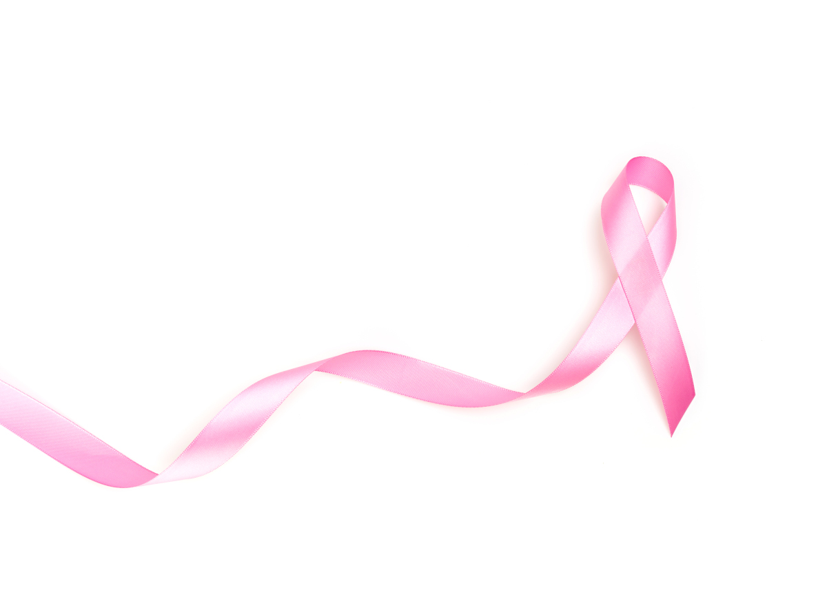 World cancer day : Breast Cancer Awareness Ribbon on white Backg